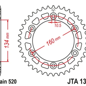 Kupte dnes - Hliníková řetězová rozeta JT JTA 1308-44BLK 44 zubů, 420 černá