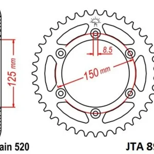 Nyní k dispozici - Hliníková řetězová rozeta JT JTA 897-50ORG 50 zubů, 520 oranžová