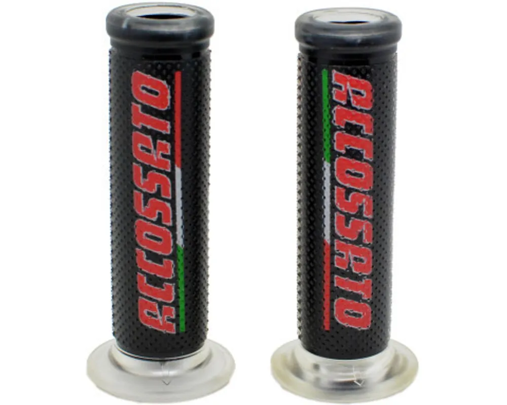 Zbývá pár kusů | Pár závodních rukojetí ACCOSSATO GR002 s červeným znakem ACCOSSATO - Made in Italy