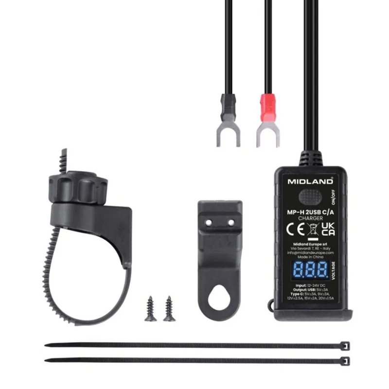 Motocyklová USB nabíječka MP-H 2 (USB-C + USB-A) MIDLAND C1702 - Kupte nyní