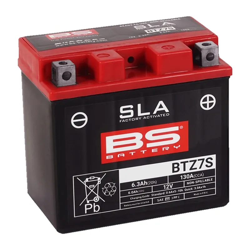 Továrně aktivovaná motocyklová baterie BS-BATTERY BTZ7S (YTZ7S) SLA | Rychlá expedice