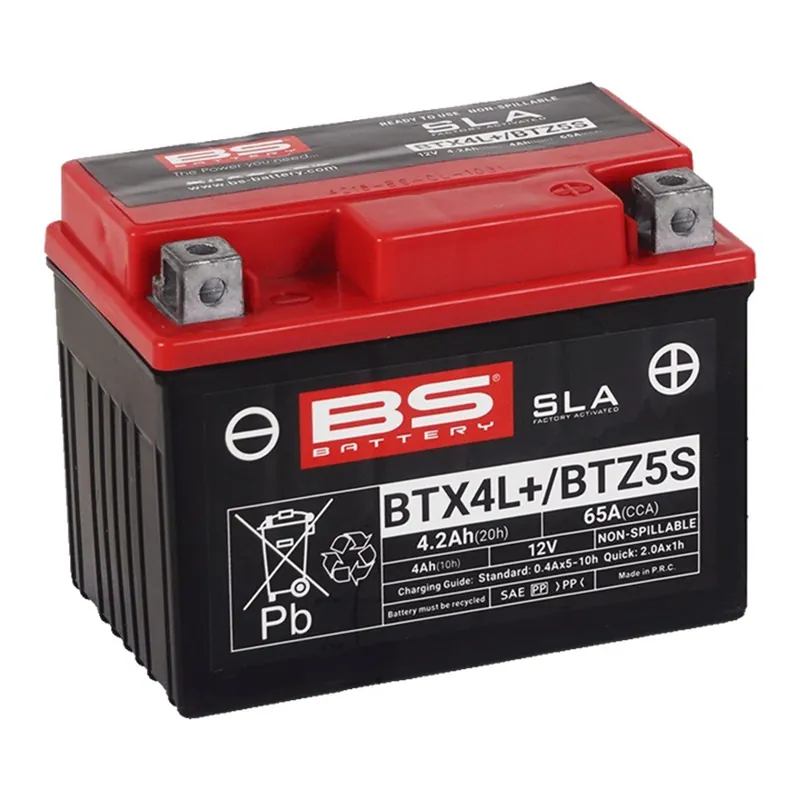 Továrně aktivovaná motocyklová baterie BS-BATTERY BTX4L+ / BTZ5S (FA) (YTX4L (FA)) SLA | Právě přidáno