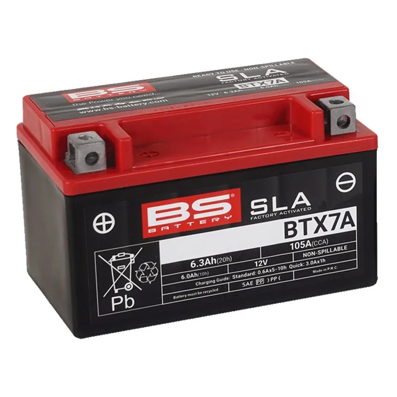 Továrně aktivovaná motocyklová baterie BS-BATTERY BTX7A (FA) (YTX7A (FA)) SLA - Prémiová kvalita