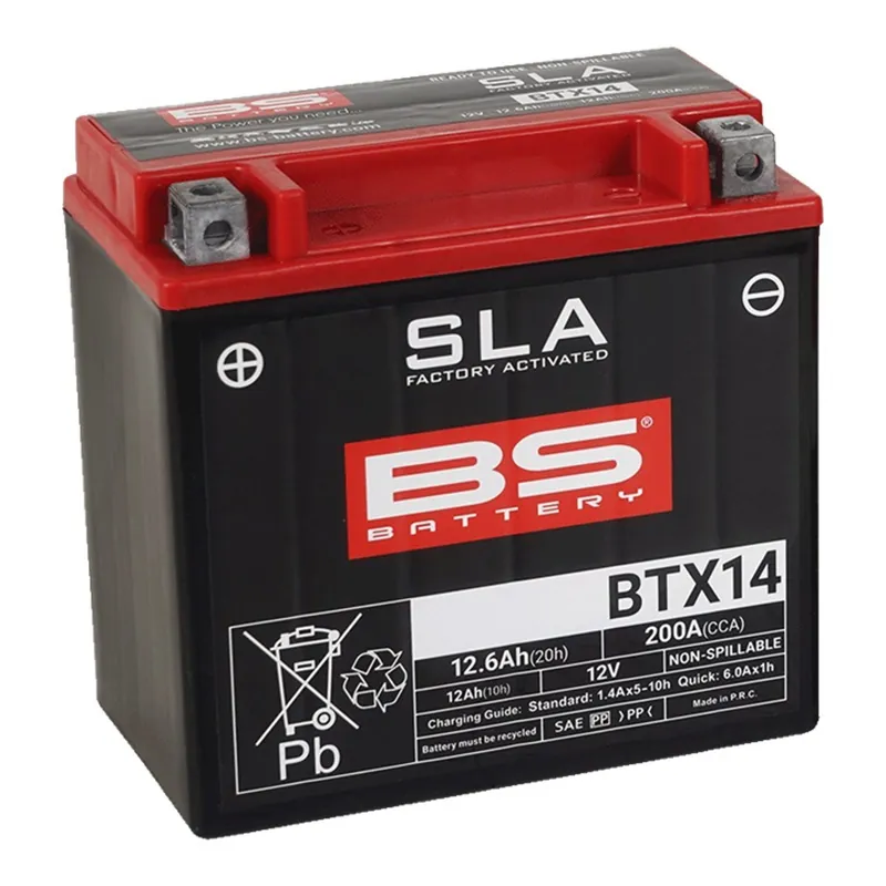 Nejprodávanější - Továrně aktivovaná motocyklová baterie BS-BATTERY BTX14 (FA) (YTX14 (FA)) SLA