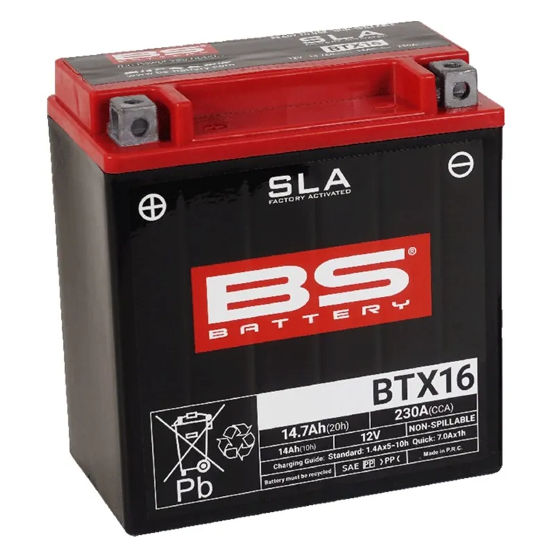 Továrně aktivovaná motocyklová baterie BS-BATTERY BTX16 (FA) (YTX16 (FA)) SLA | Špičkový produkt
