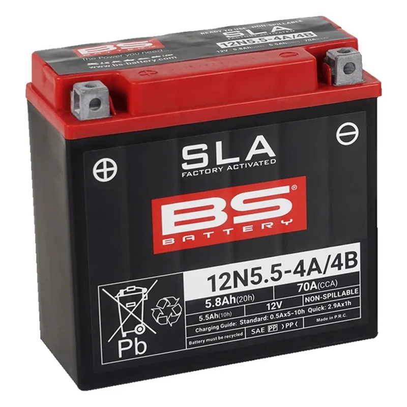 Zlevněno | Továrně aktivovaná motocyklová baterie BS-BATTERY 12N5.5-4A (FA) SLA