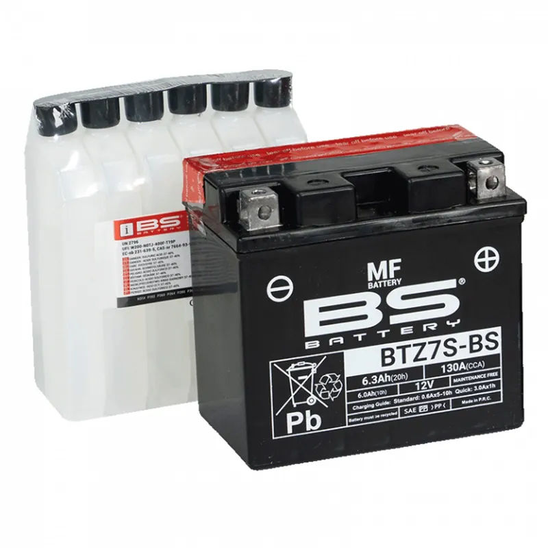 Nově v e-shopu | Bezúdržbová motocyklová baterie - max. 20° náklon BS-BATTERY BTZ7S-BS (YTZ7S-BS)