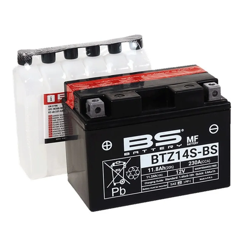 Nejlepší cena - Bezúdržbová motocyklová baterie - max. 20° náklon BS-BATTERY BTZ14S-BS (YTZ14S-BS)