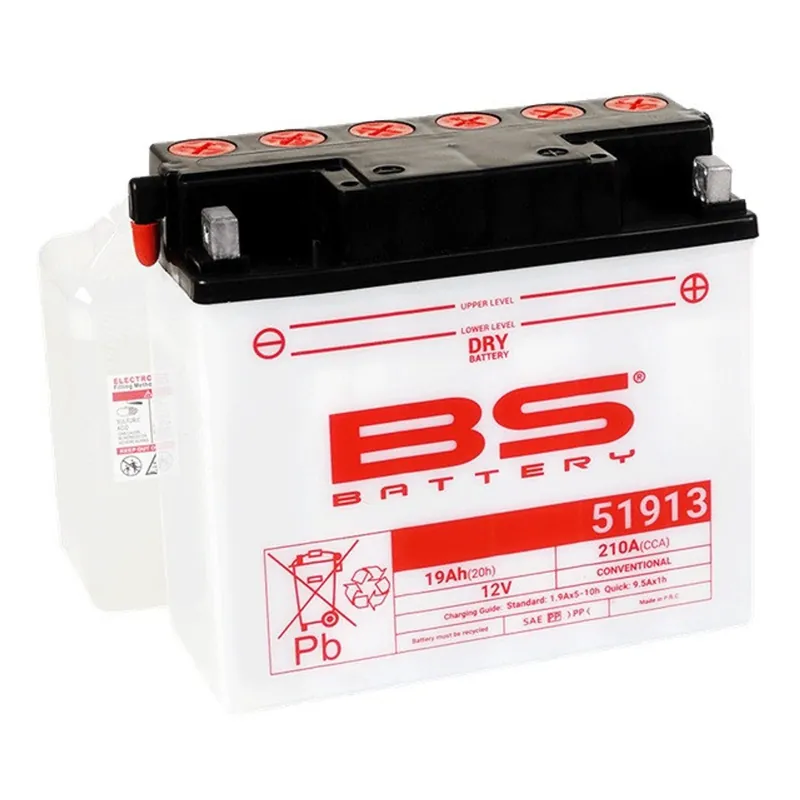Konvenční motocyklová baterie BS-BATTERY BS51913 Včetně balení kyseliny - Prodejní hit