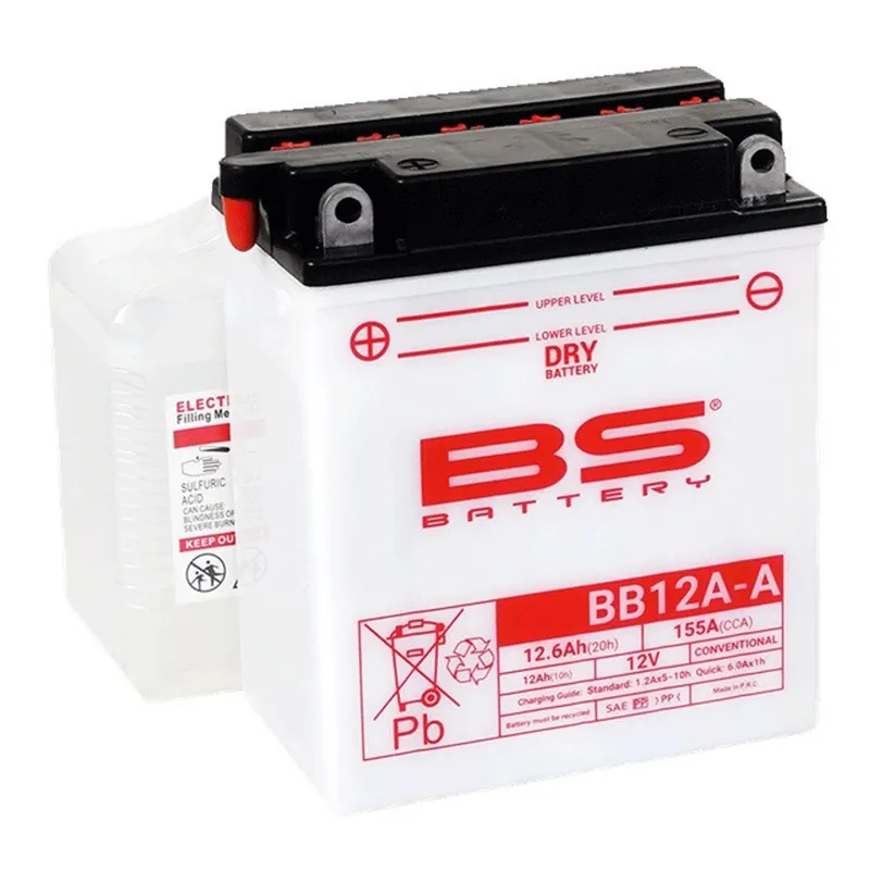 Konvenční motocyklová baterie BS-BATTERY BB12A-A (YB12A-A) Včetně balení kyseliny - Akce