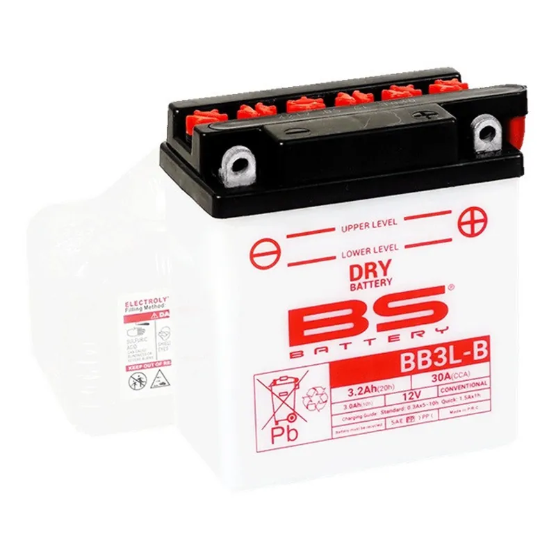 Skvělá nabídka - Konvenční motocyklová baterie BS-BATTERY BB3L-B (YB3L-B) Včetně balení kyseliny