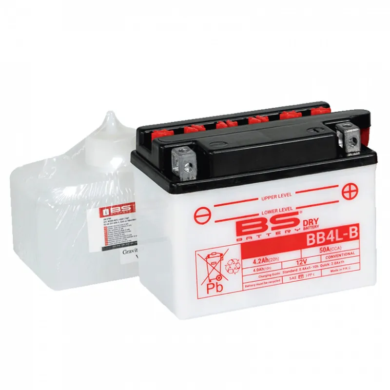 Outlet - Konvenční motocyklová baterie BS-BATTERY BB4L-B (YB4L-B) Včetně balení kyseliny