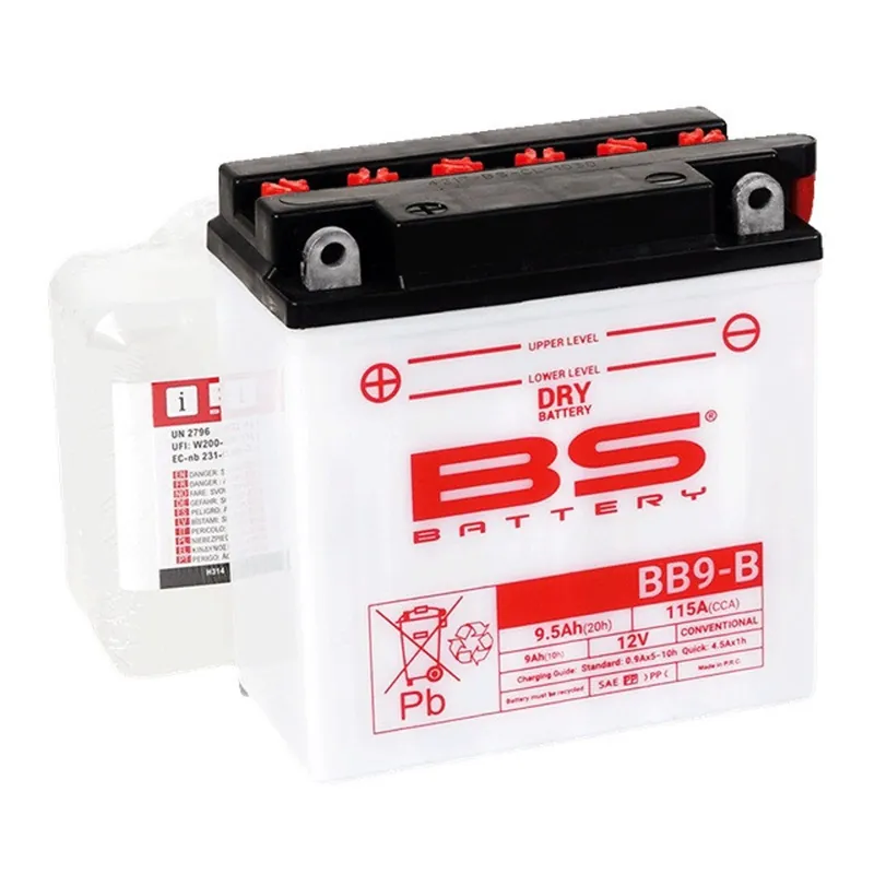 Sleva - Konvenční motocyklová baterie BS-BATTERY BB9-B (YB9-B) Včetně balení kyseliny