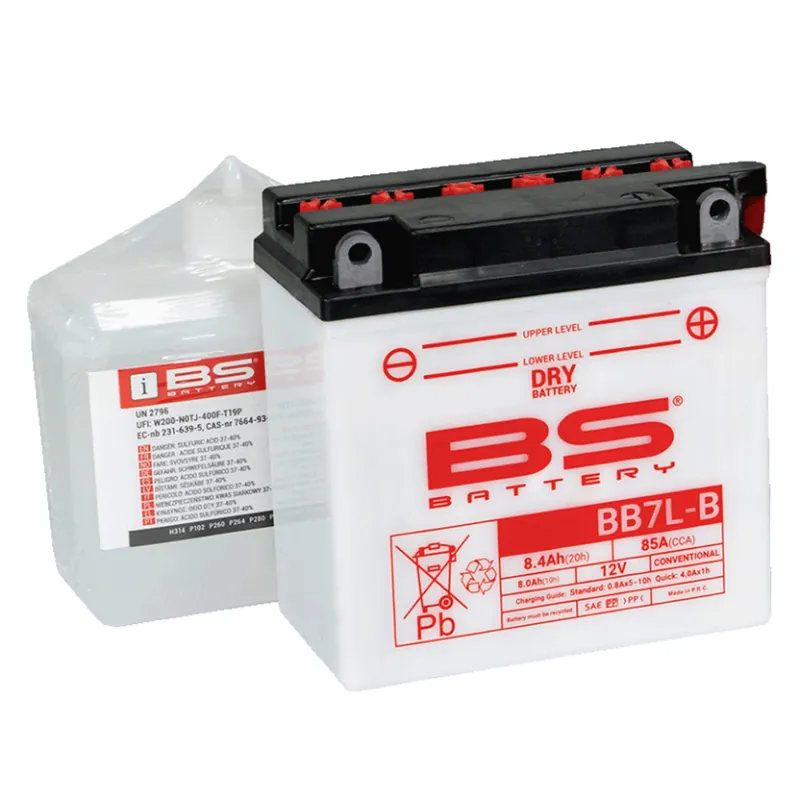 Konvenční motocyklová baterie BS-BATTERY BB7L-B Včetně balení kyseliny | Připraveno k odeslání