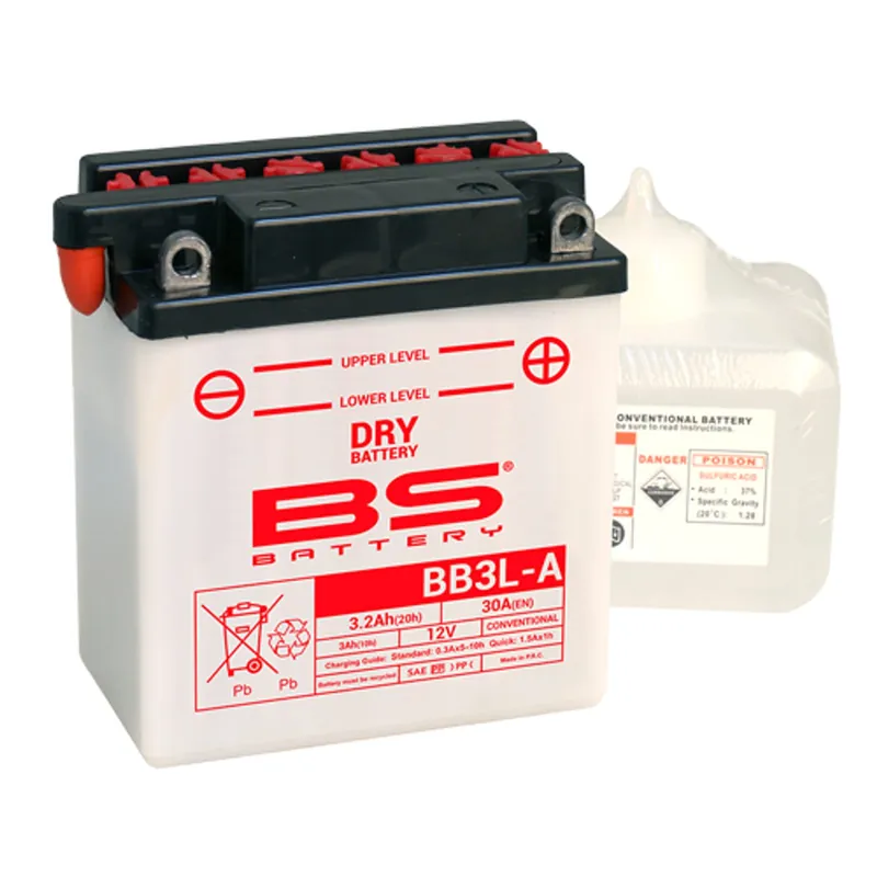 Akce - Konvenční motocyklová baterie BS-BATTERY BB3L-A Včetně balení kyseliny
