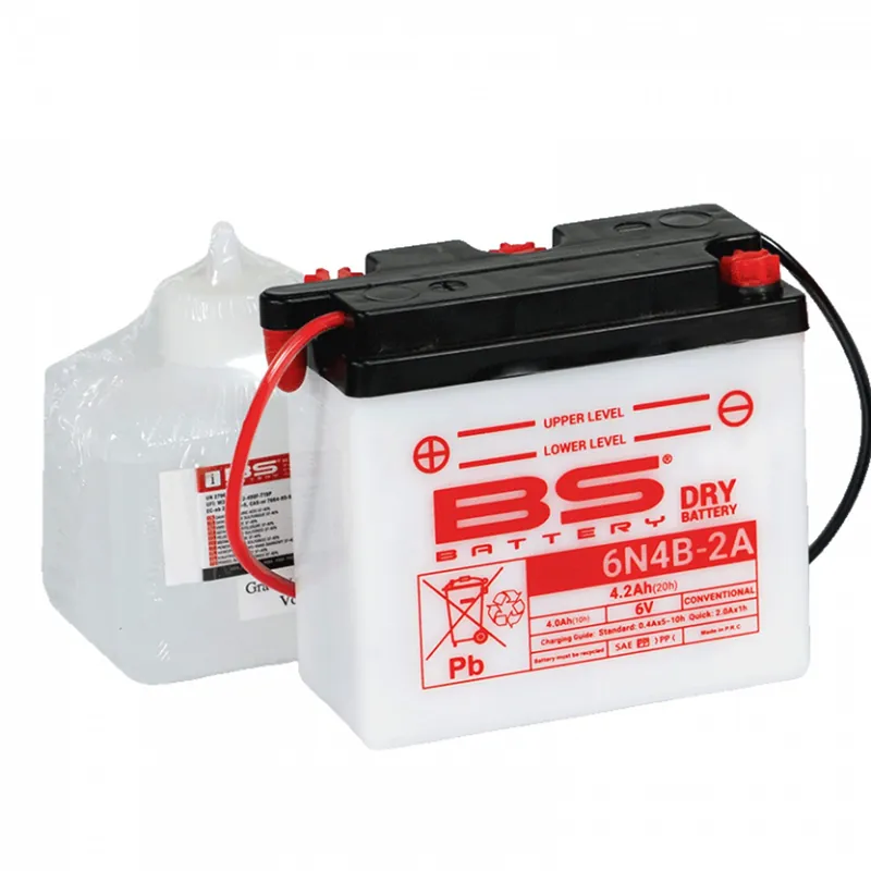 Konvenční motocyklová baterie BS-BATTERY 6N4B-2A Včetně balení kyseliny - Připraveno k odeslání