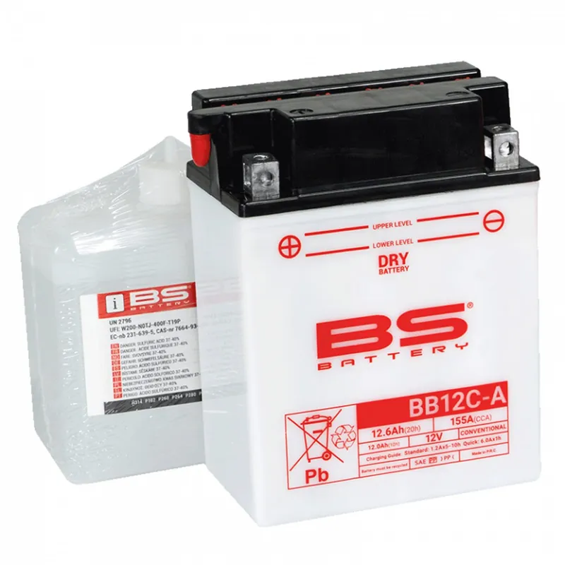 Prodejní hit - Konvenční motocyklová baterie BS-BATTERY BB12C-A Včetně balení kyseliny