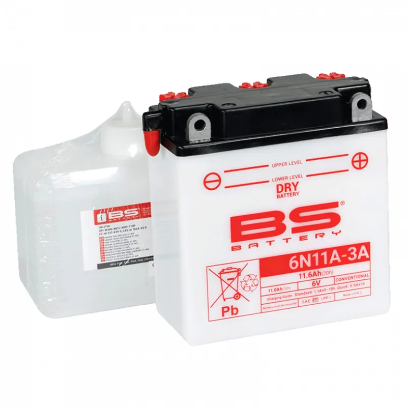 Konvenční motocyklová baterie BS-BATTERY 6N11A-3A Včetně balení kyseliny | Ihned k objednání
